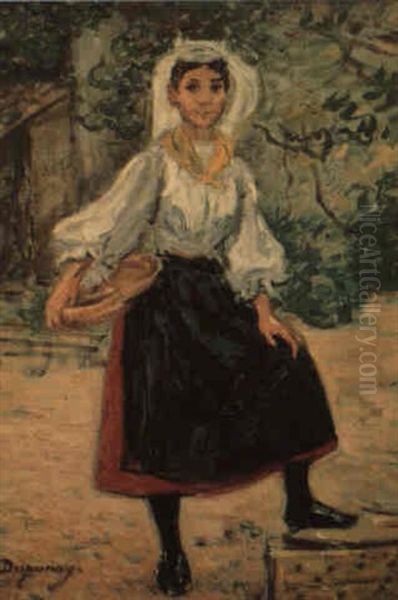 Jeune Femme Des Sables-d'olonne Oil Painting by Emile Alfred Dezaunay