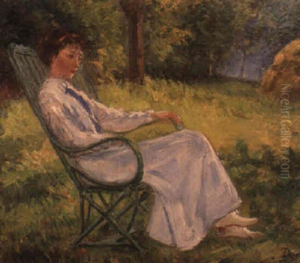 Elegante Dans Son Jardin Oil Painting by Emile Alfred Dezaunay