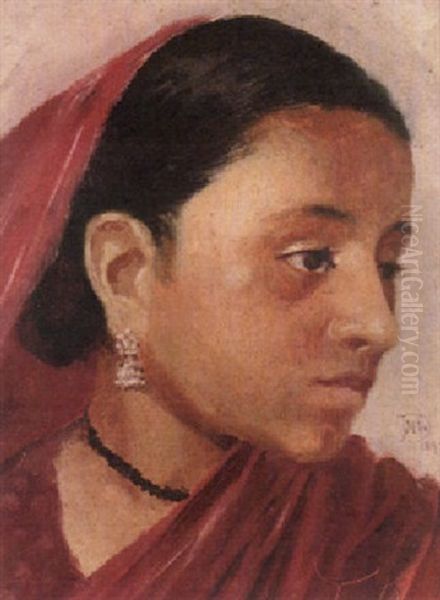 Woman Of Western India Oil Painting by Mahadev Vishvanath Dhurandhar