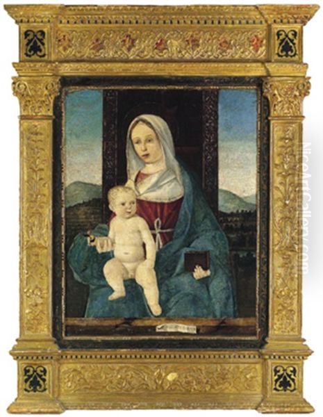 Madonna Col Bambino In Un Paesaggio Oil Painting by Benedetto Diana