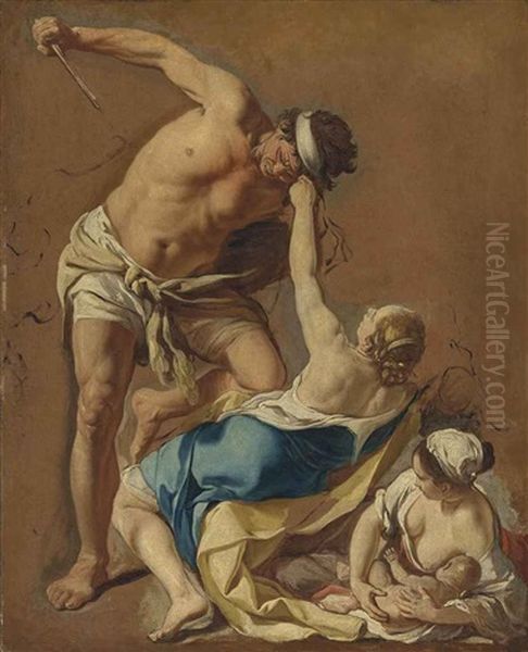 A Modello For The Massacre Of The Innocents Oil Painting by Giacinto Diana