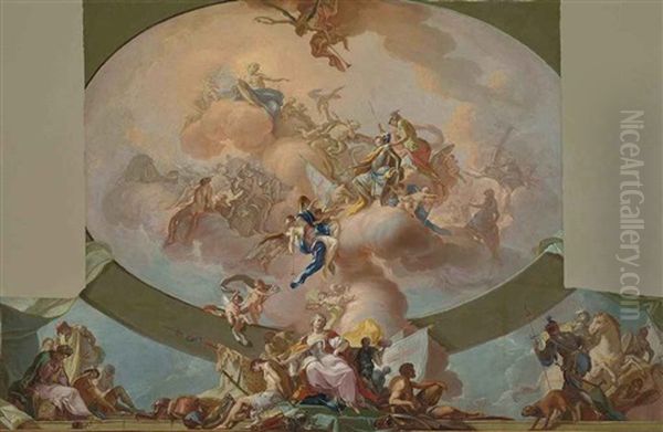 The Apotheosis Of A Hero (modello For A Ceiling Decoration) Oil Painting by Giacinto Diana