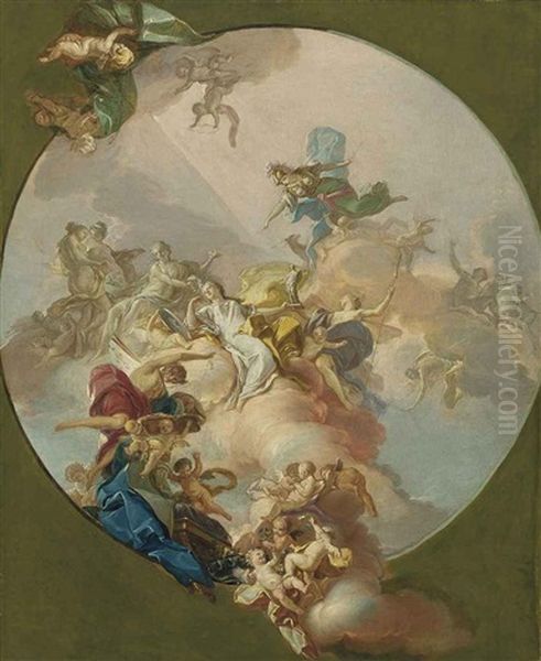 An Allegory Of Peace, A Preparatory Study For A Ceiling Oil Painting by Giacinto Diana