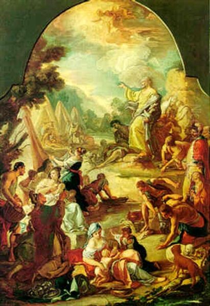 The Fall Of Manna Oil Painting by Giacinto Diana