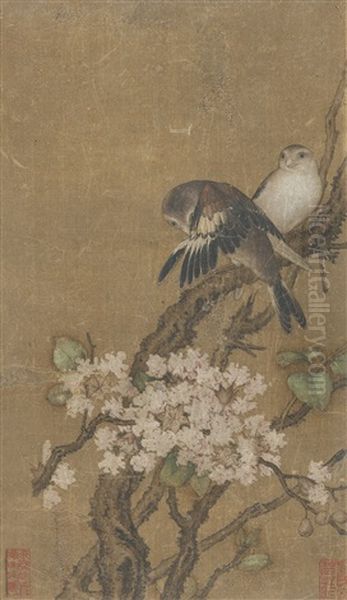 Birds And Flowers Oil Painting by  Diao Guangyin