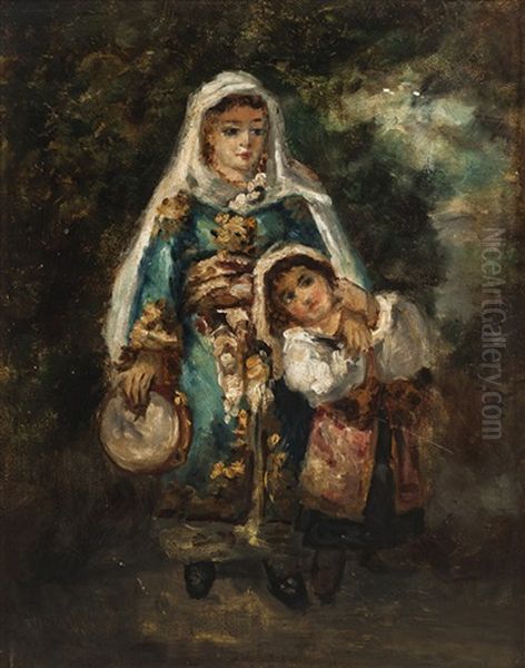 Kadin Ve Cocuk Oil Painting by Narcisse Virgile Diaz de la Pena