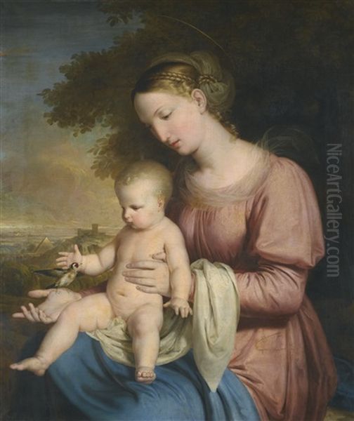 Madonna And Child Oil Painting by Rafael Tejeo Diaz