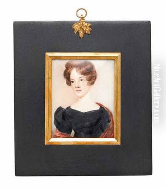 Miniature Portrait Of A Young Lady Oil Painting by Anson Dickinson