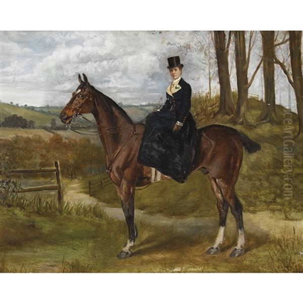 Comtesse Gwen Of Cowley On Her Horse Oil Painting by Lowes Cato Dickinson