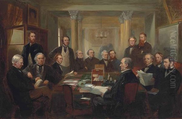 Gladstone's Cabinet Of 1868 Oil Painting by Lowes Cato Dickinson