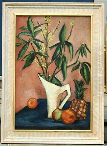 Still Life With Pitcher, Fruit, And Plant Oil Painting by Preston Dickinson