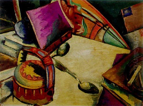 Still Life With Books On A Table Oil Painting by Preston Dickinson