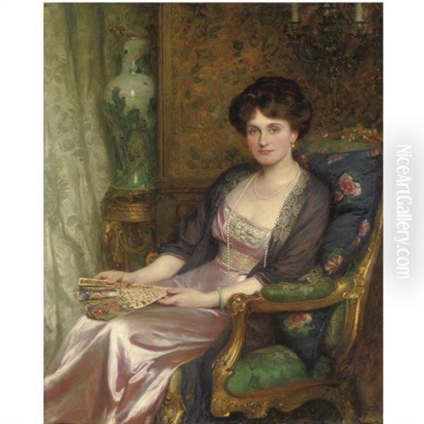 Portrait Of Mrs George Pinckard Oil Painting by Frank Dicksee