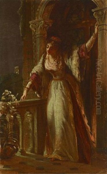 'it Is I; Be Not Afraid' - Juliet On Her Balcony Oil Painting by Frank Dicksee