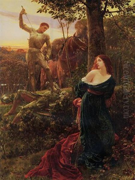 Chivalry Oil Painting by Frank Dicksee