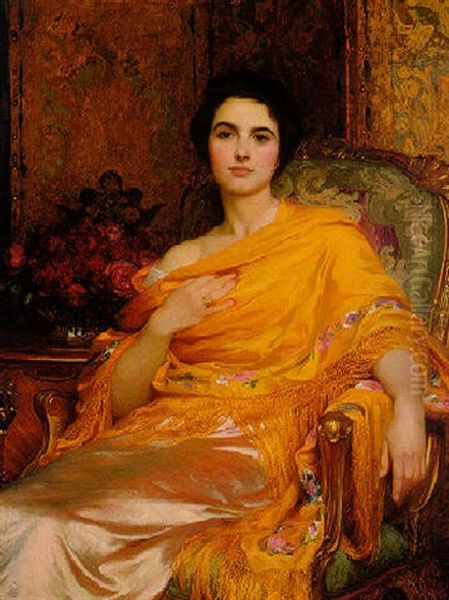 Elsa, Daughter Of William Hall, Esq. Oil Painting by Frank Dicksee