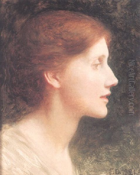 Portrait Of Agnes Malliam (mrs Edward Foster) Oil Painting by Frank Dicksee