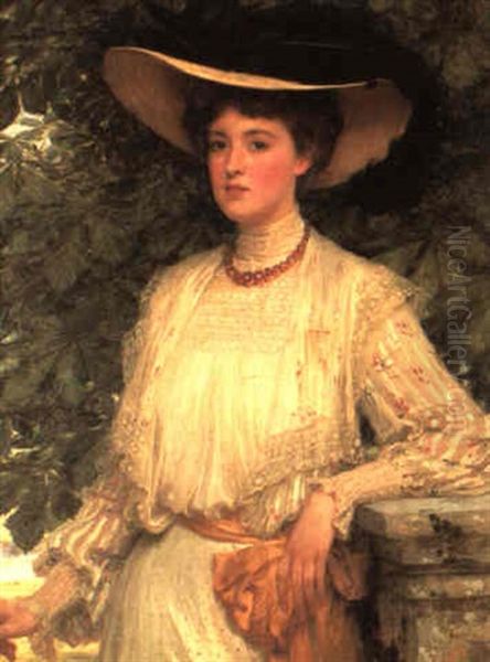 Portrait Of Margaret, Daughter Of J. C. Imthurn Esq. Oil Painting by Frank Dicksee