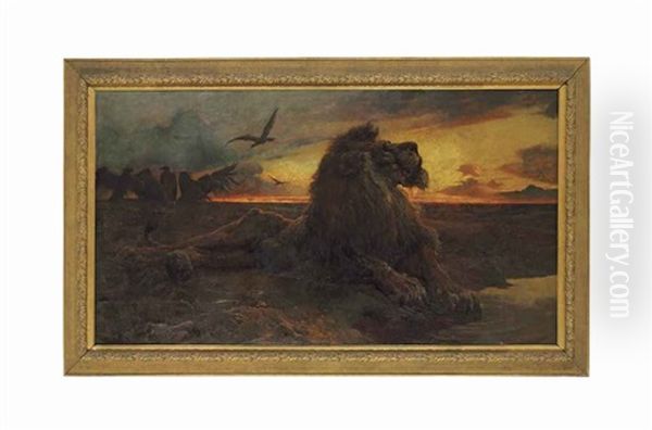 The Dying Lion Oil Painting by Herbert Thomas Dicksee