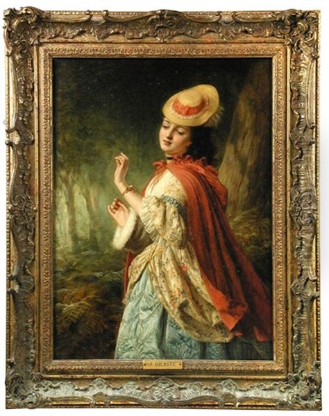 Portrait Of A Young Girl In A Sprigged Dress Oil Painting by John Robert Dicksee