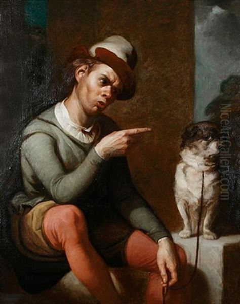 Launce And His Dog Crab Oil Painting by Thomas Francis Dicksee