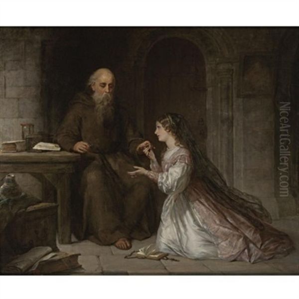 Juliet And The Friar Oil Painting by Thomas Francis Dicksee