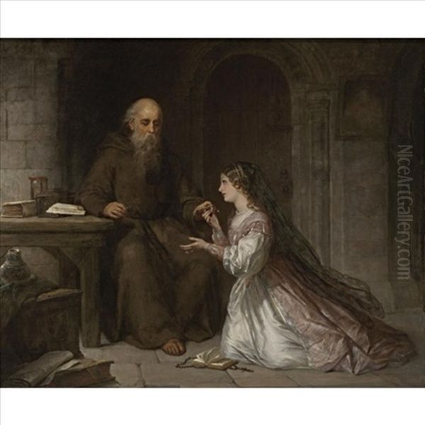 Juliet And The Friar Oil Painting by Thomas Francis Dicksee