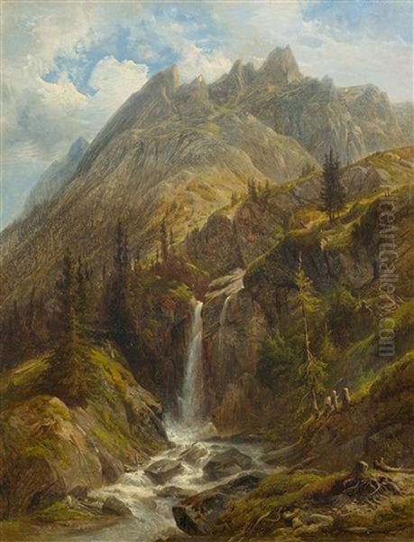 Rosenlaui Glacier Gorge With The Engelhorner In The Background Oil Painting by Francois Diday