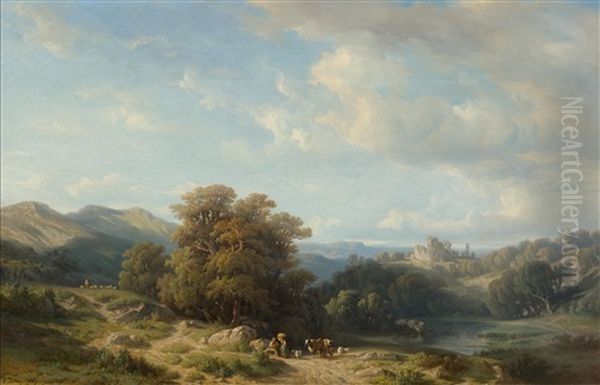 Landscape With Ruins And Figures Oil Painting by Francois Diday