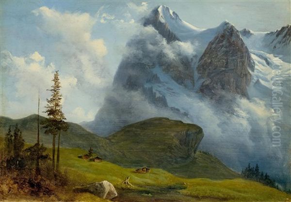 Eigerwand Et Glacier De L'eiger Oil Painting by Francois Diday