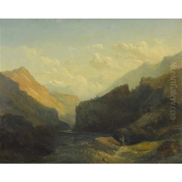 Haslital Mit Aare Oil Painting by Francois Diday