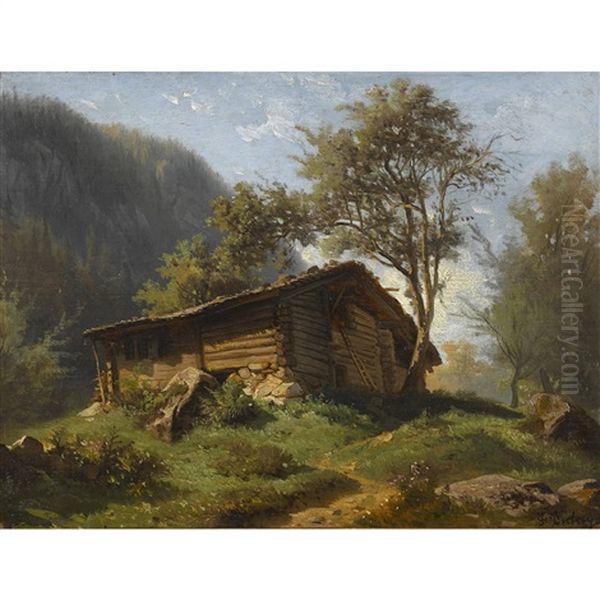 Sommerliche Landschaft Mit Alphutte Oil Painting by Francois Diday