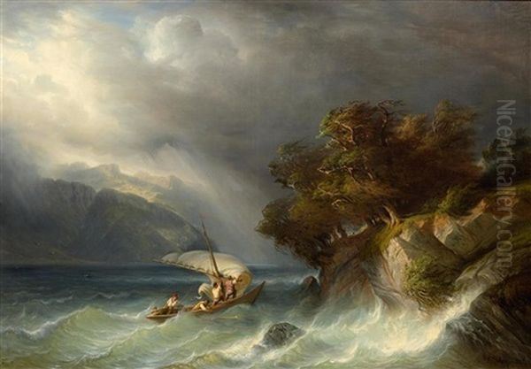 Sturm Auf Dem Vierwaldstattersee Oil Painting by Francois Diday