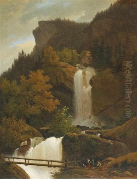 La Cascade Du Wandel Pres De Brienz (the Waterfall Of Wandel, Near Brienz) by Francois Diday