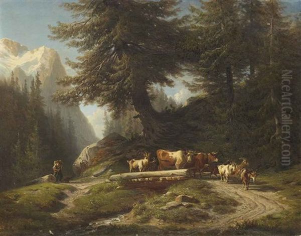 Paysage De Montagne Oil Painting by Francois Diday