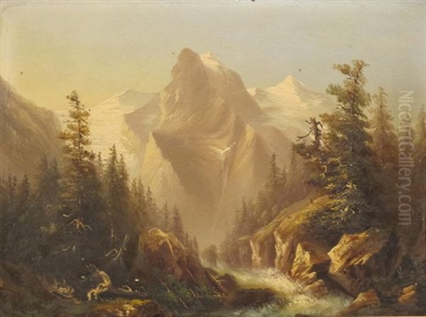 Riviere Alpine Oil Painting by Francois Diday