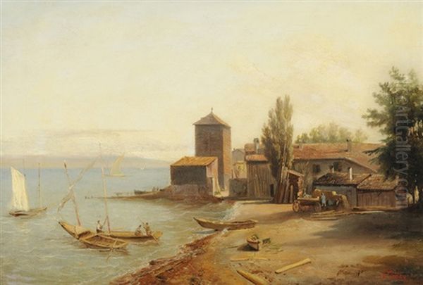 Le Port De La Scie, Depuis Le Rempart Aux Eaux-vives Oil Painting by Francois Diday