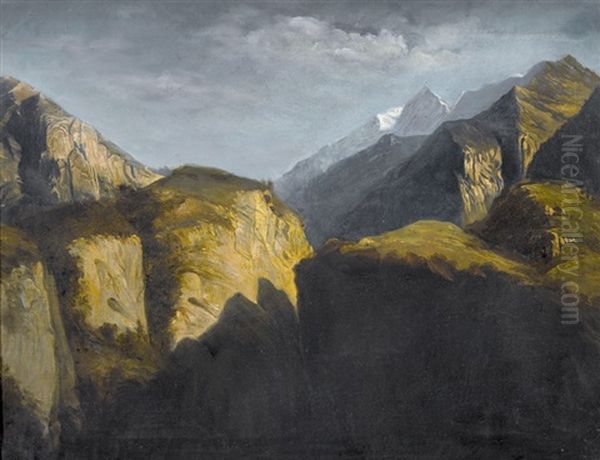 Berglandschaft Im Mondlicht by Francois Diday