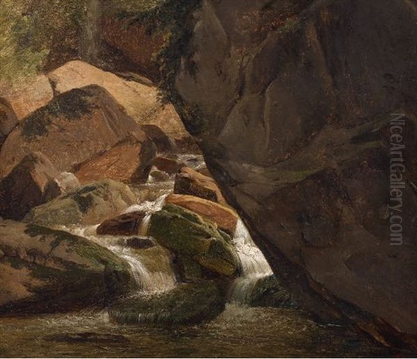 Rochers Et Ruisseau A Maglan Oil Painting by Francois Diday