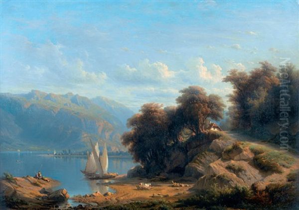 Lac De Geneve Oil Painting by Francois Diday