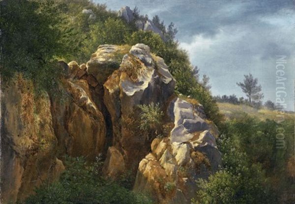 Rochers (rocks) Oil Painting by Francois Diday