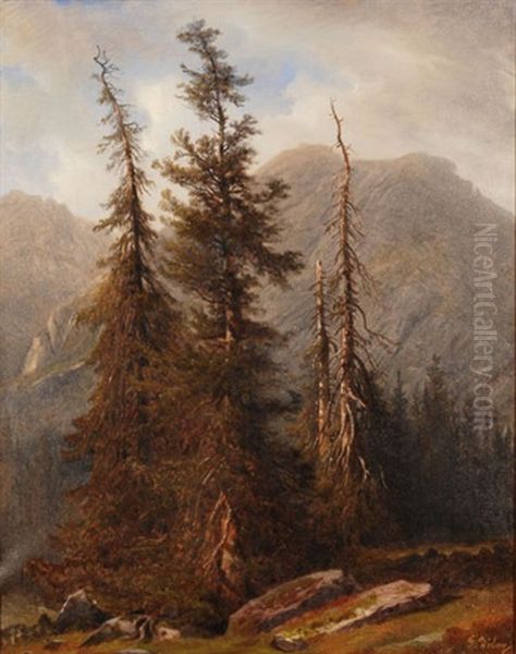 Grand Sapins A La Handeck Oil Painting by Francois Diday