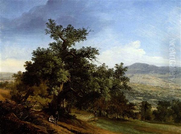 Landschaft Mit Ruhenden Wanderern Bei Genf. Oil Painting by Francois Diday