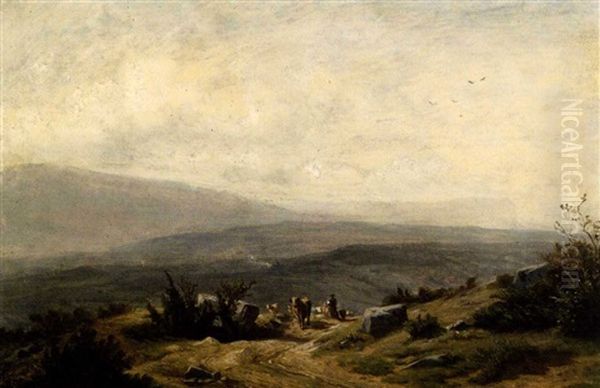 Monnetier (petit-saleve) Mit Blick Auf Die Savoyer Alpen Oil Painting by Francois Diday