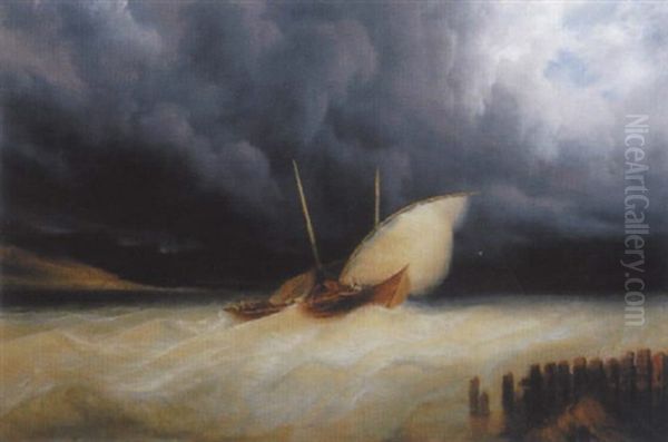 Sturm Auf Dem Genfersee Oil Painting by Francois Diday