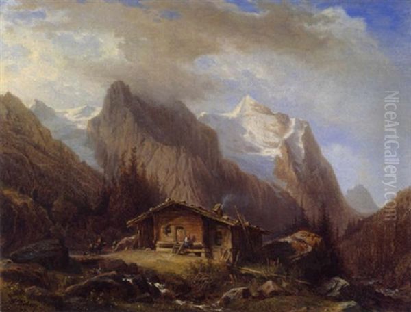 La Grande Scheidegg Et Le Wetterhorn Oil Painting by Francois Diday