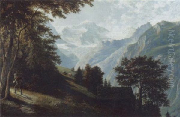 Sommerlicher Blick Auf Die Jungfrau Im Ewigen Eis Oil Painting by Francois Diday