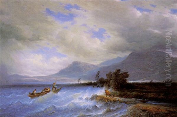 Le Coup De Vent Sur Le Lac Oil Painting by Francois Diday