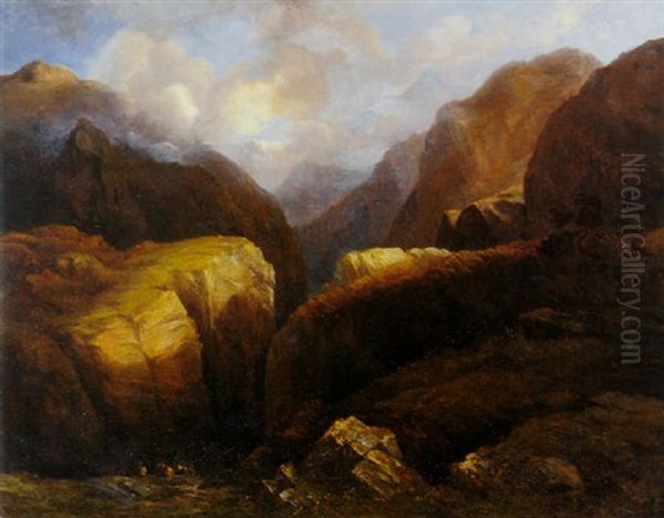 Paysage De Montagne Oil Painting by Francois Diday