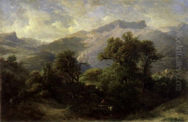 Environs De Sierre Oil Painting by Francois Diday